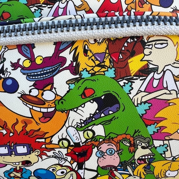 Retro Loungefly Nickelodeon Nick 90'S Rewind Gang Print allover Mini Backpack - Picture 8 of 14